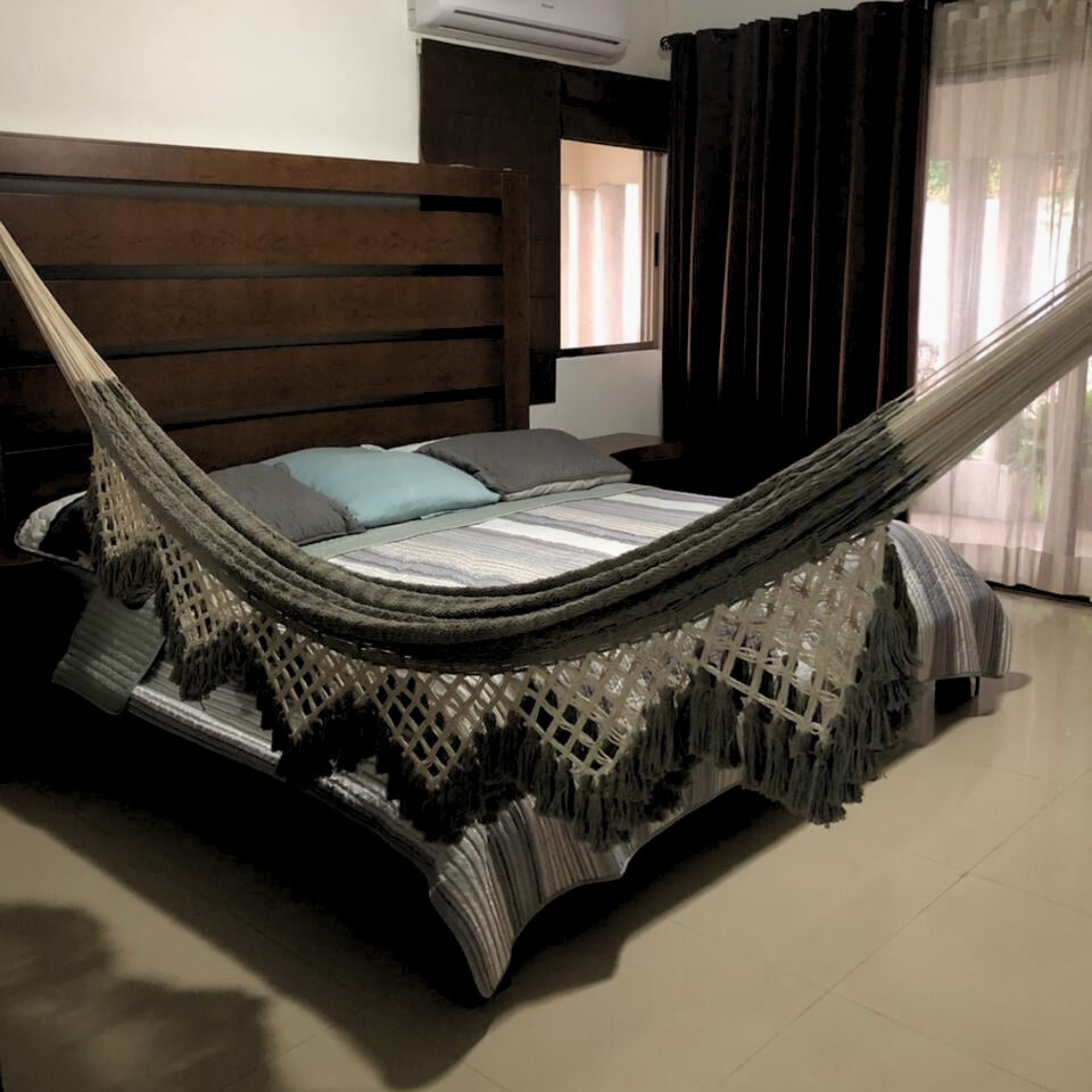 Hamaca Marquesa con Macramé Grises Estándar