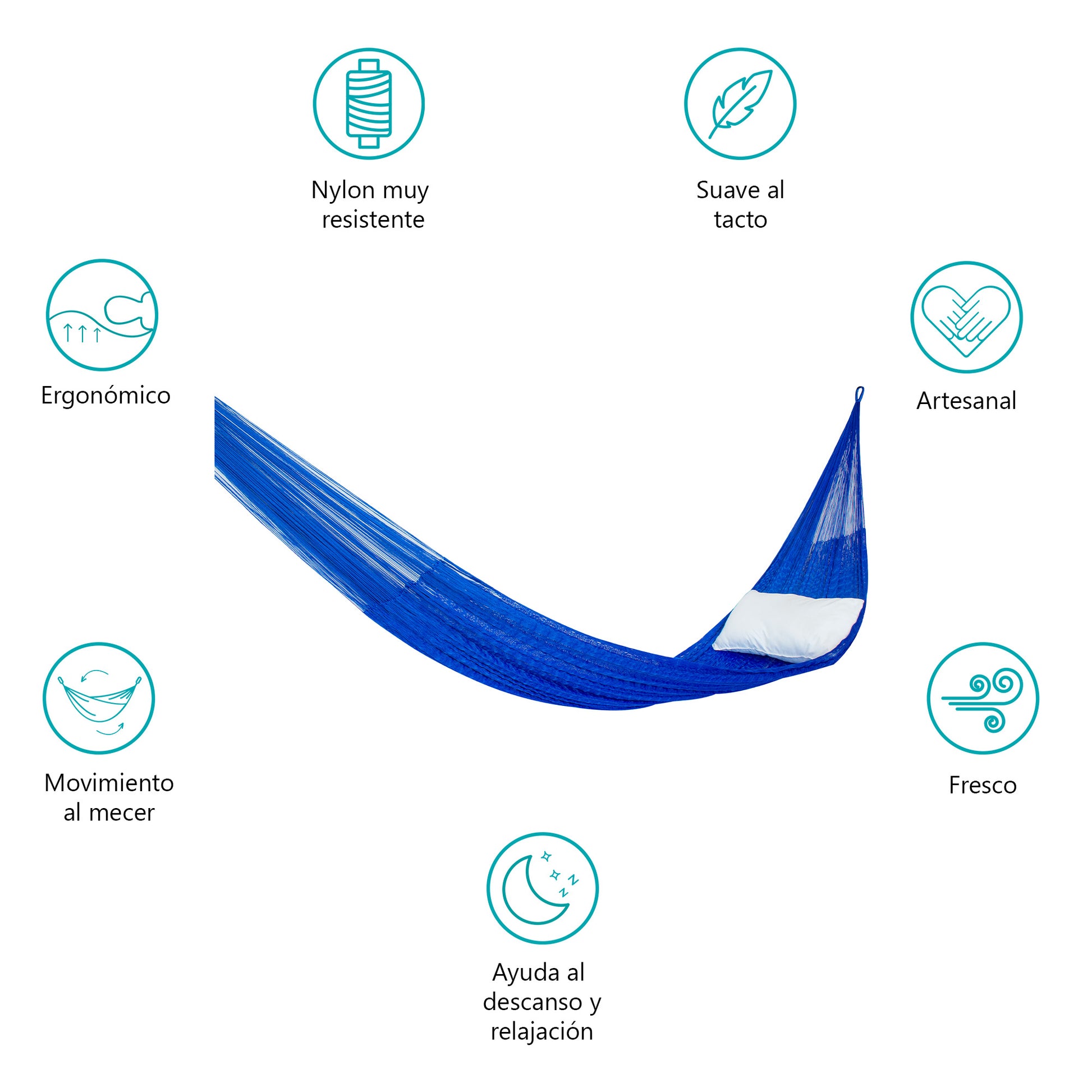 Hamaca Tradicional de Nylon Matrimonial Azul Eléctrico