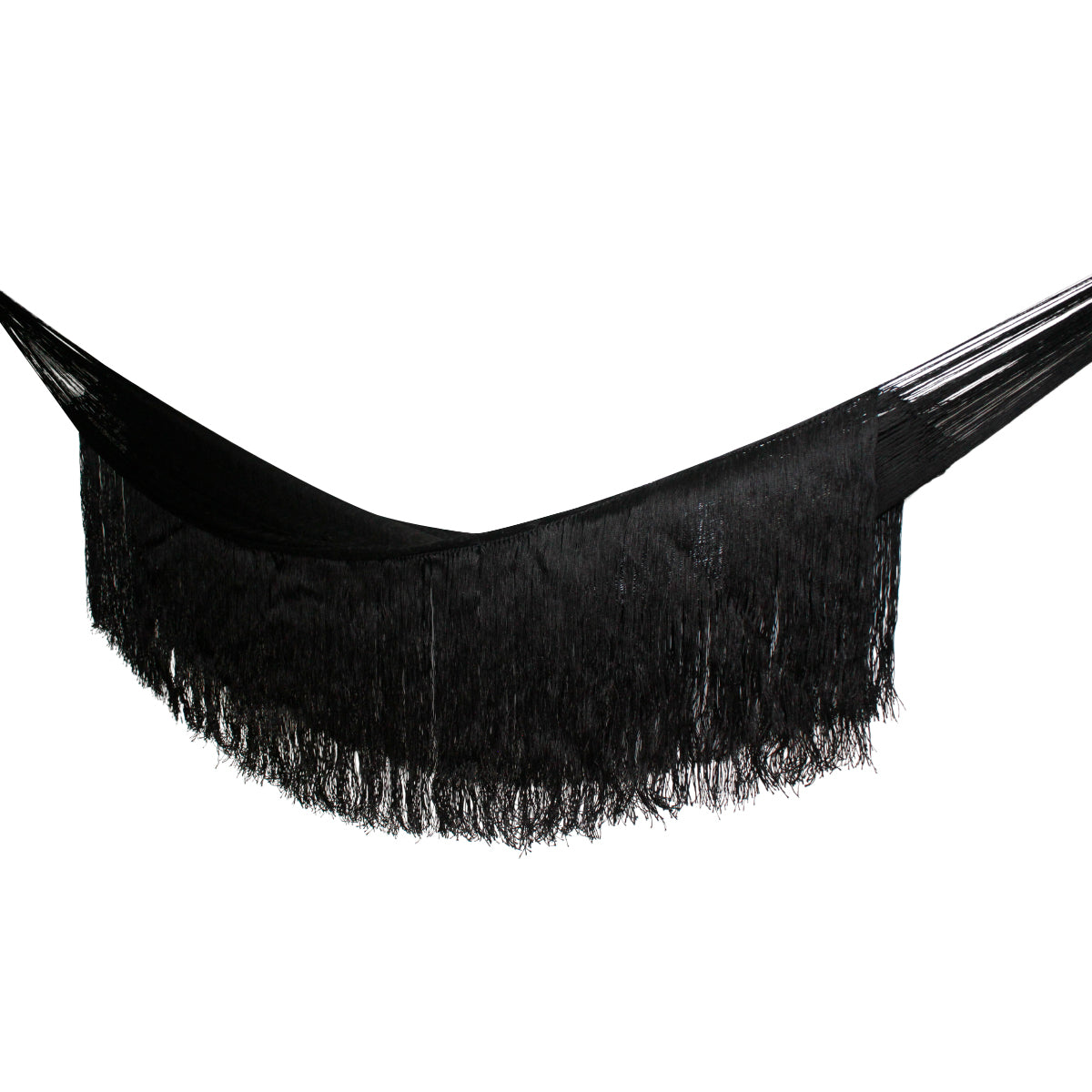 Hamaca Fashion con Flecos Negra Nylon Estándar