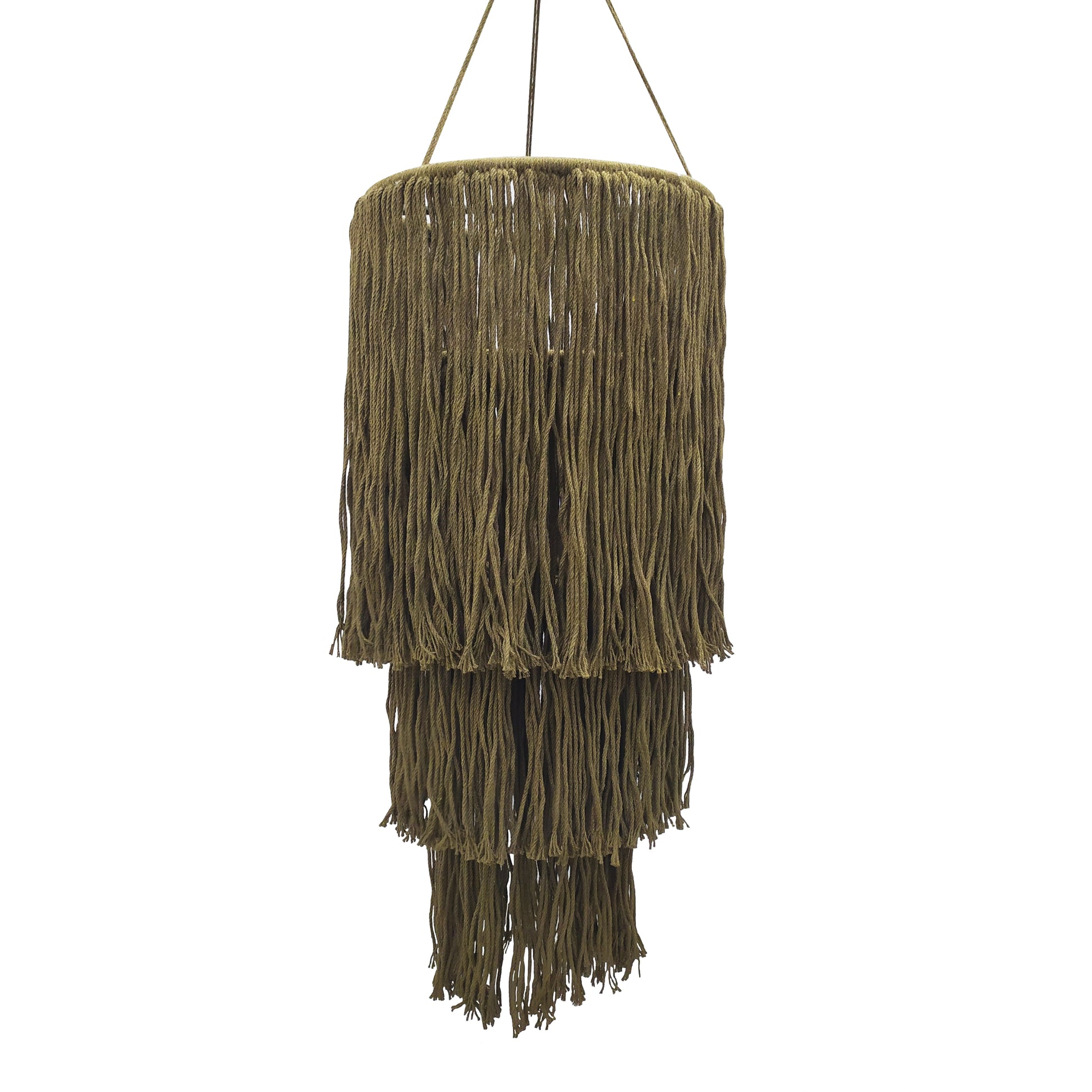 Lámpara Lianas Verde Militar Macramé