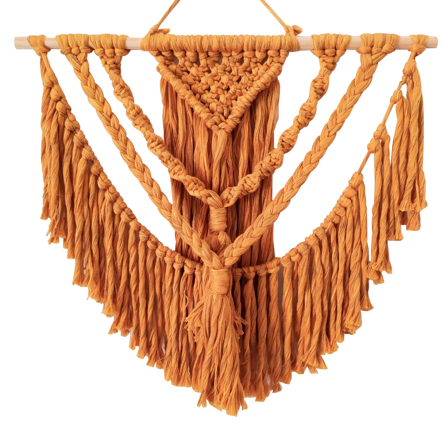 Tapiz de macramé mostaza