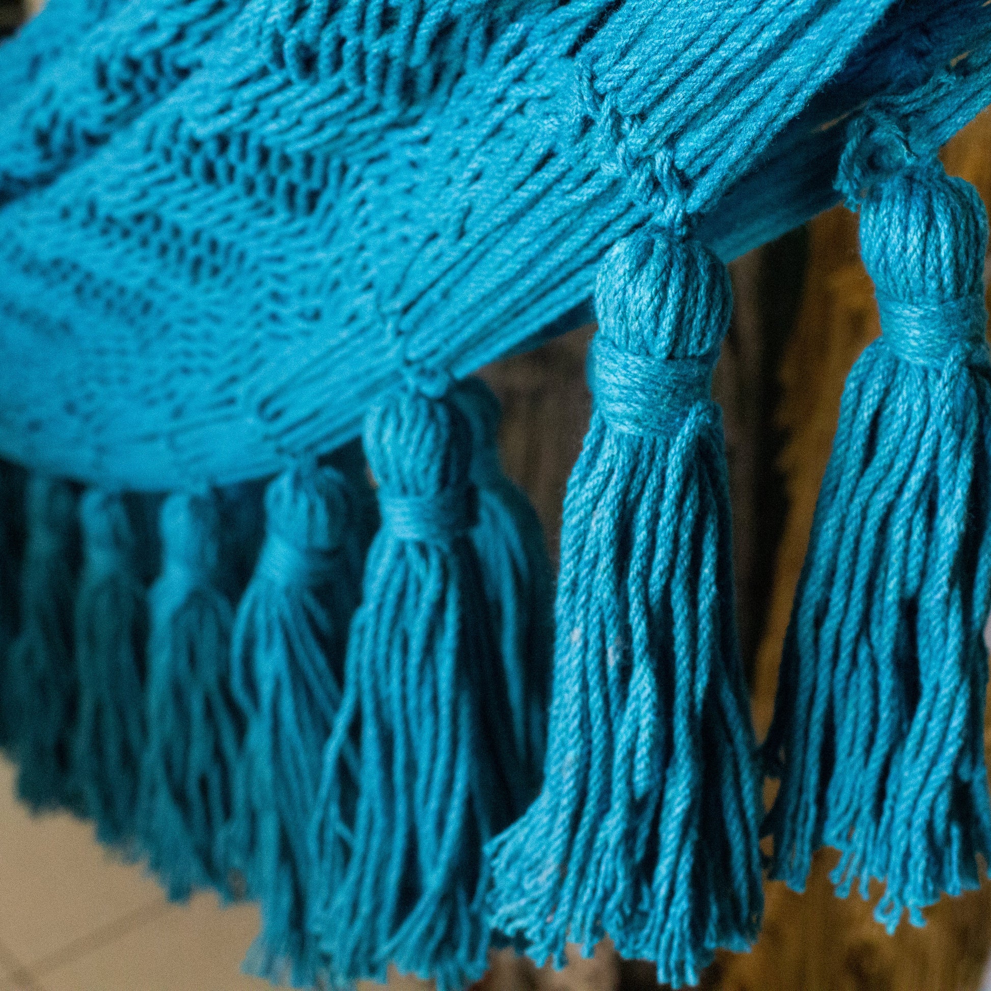 Hamaca Boho Turquesa con Motas Pequeñas Estándar