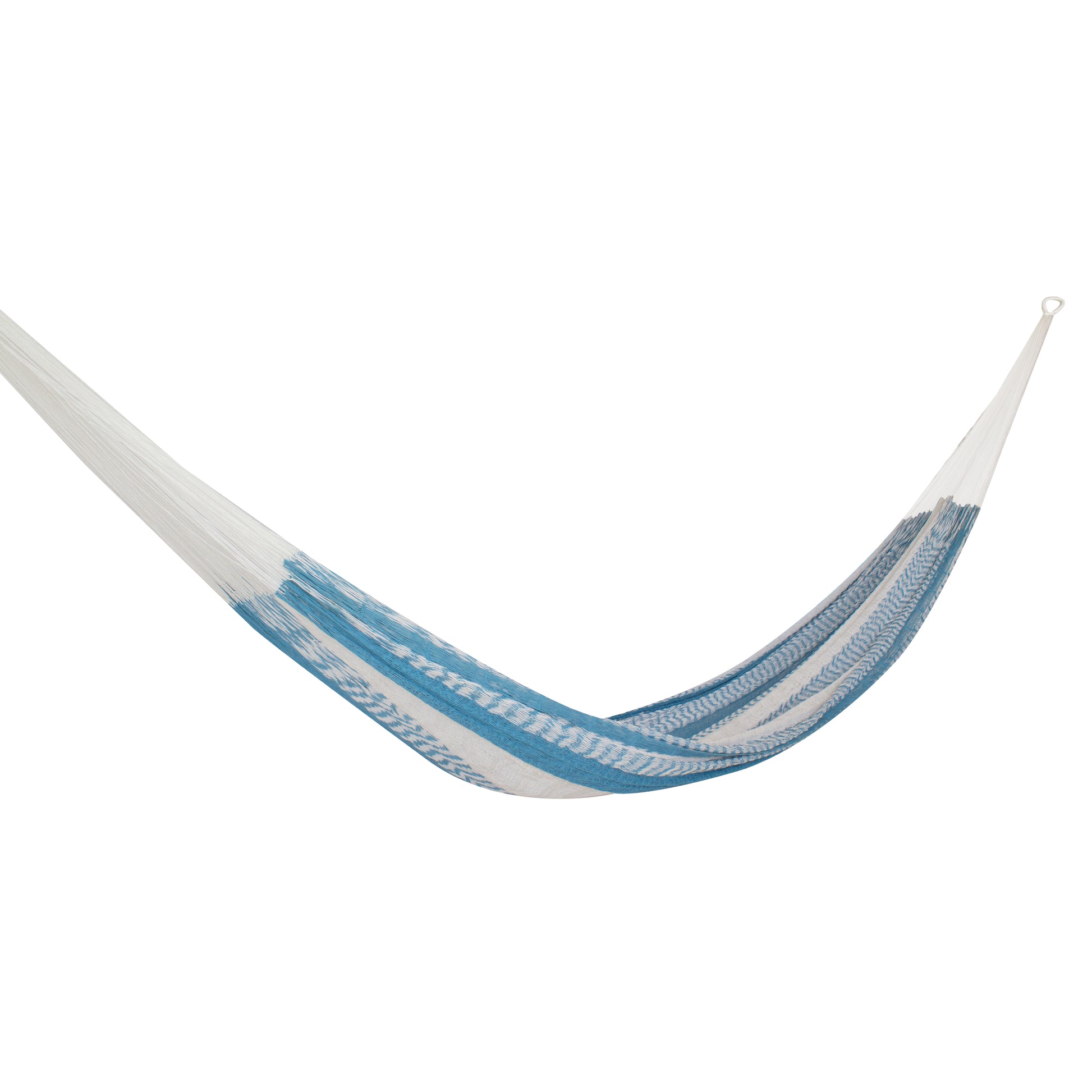 Hamaca Tradicional de Algodón Blanco-Azul grisáceo Matrimonial
