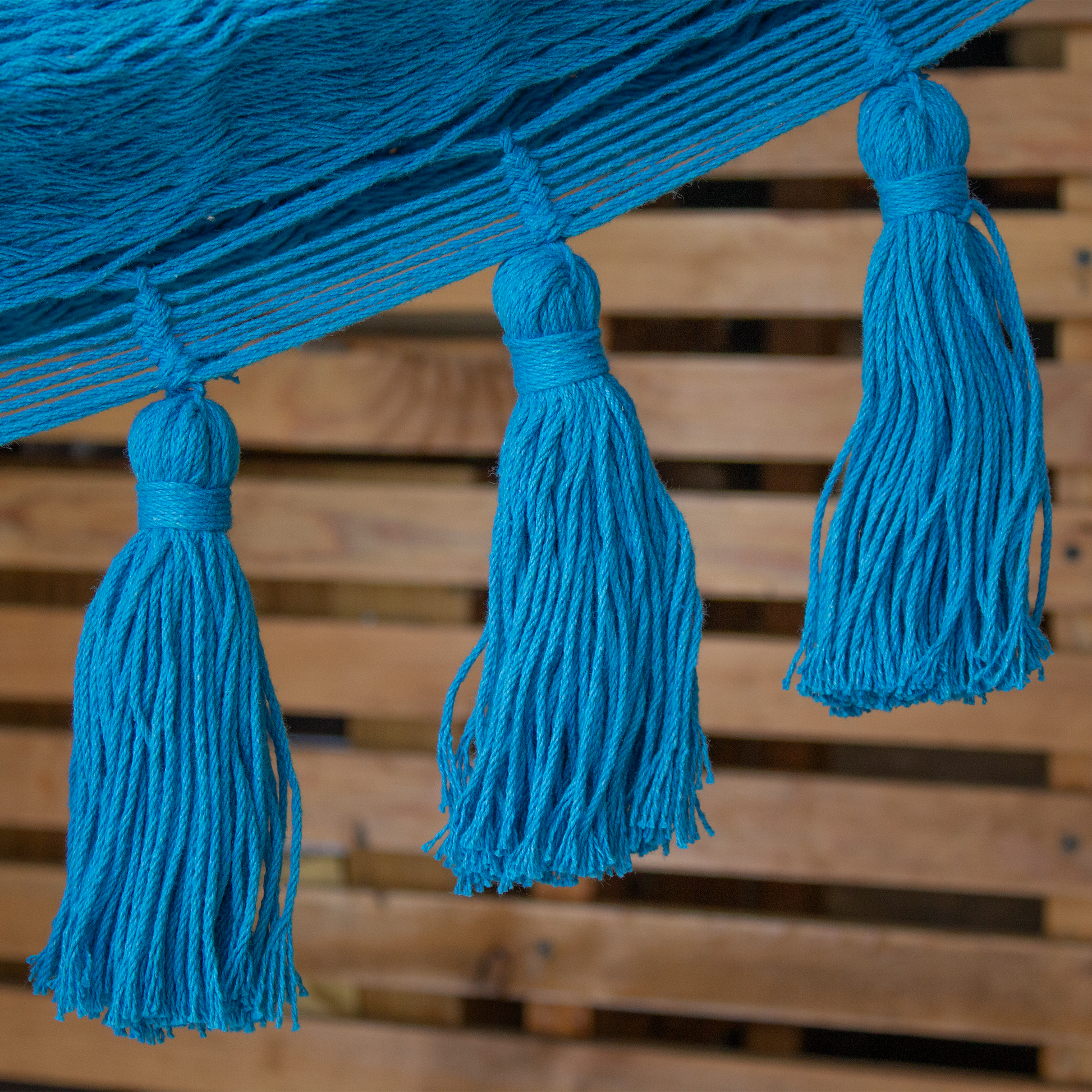 Hamaca Boho con Motas Chicas Estándar Turquesa