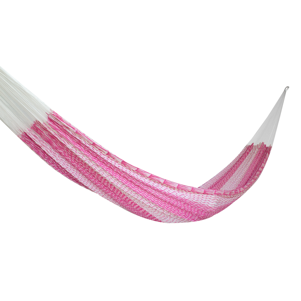 Hamaca Tradicional Matrimonial de Algodón Rosa con Blanco