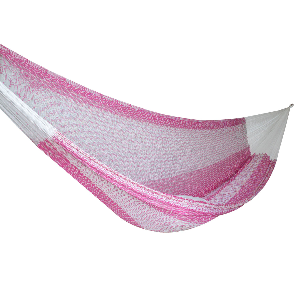 Hamaca Tradicional Matrimonial de Algodón Rosa con Blanco