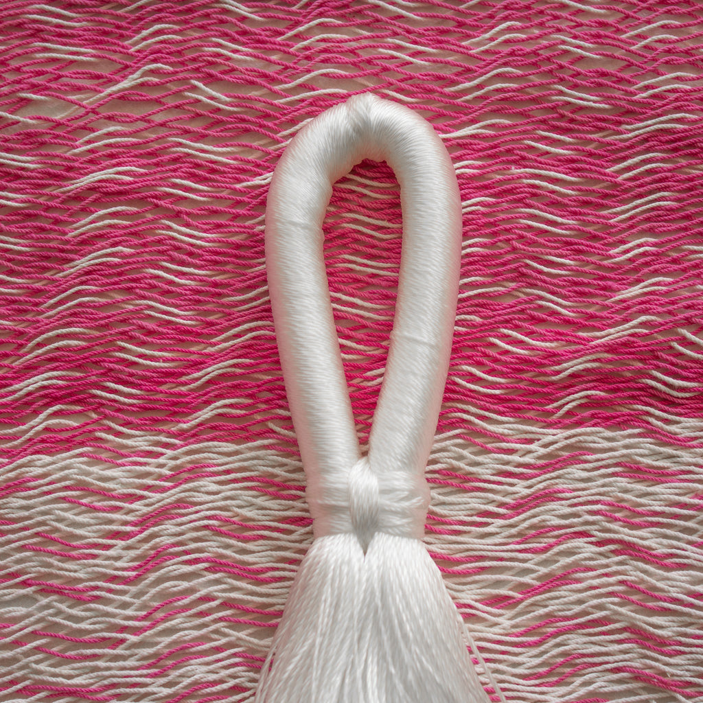 Hamaca Tradicional Matrimonial de Algodón Rosa con Blanco