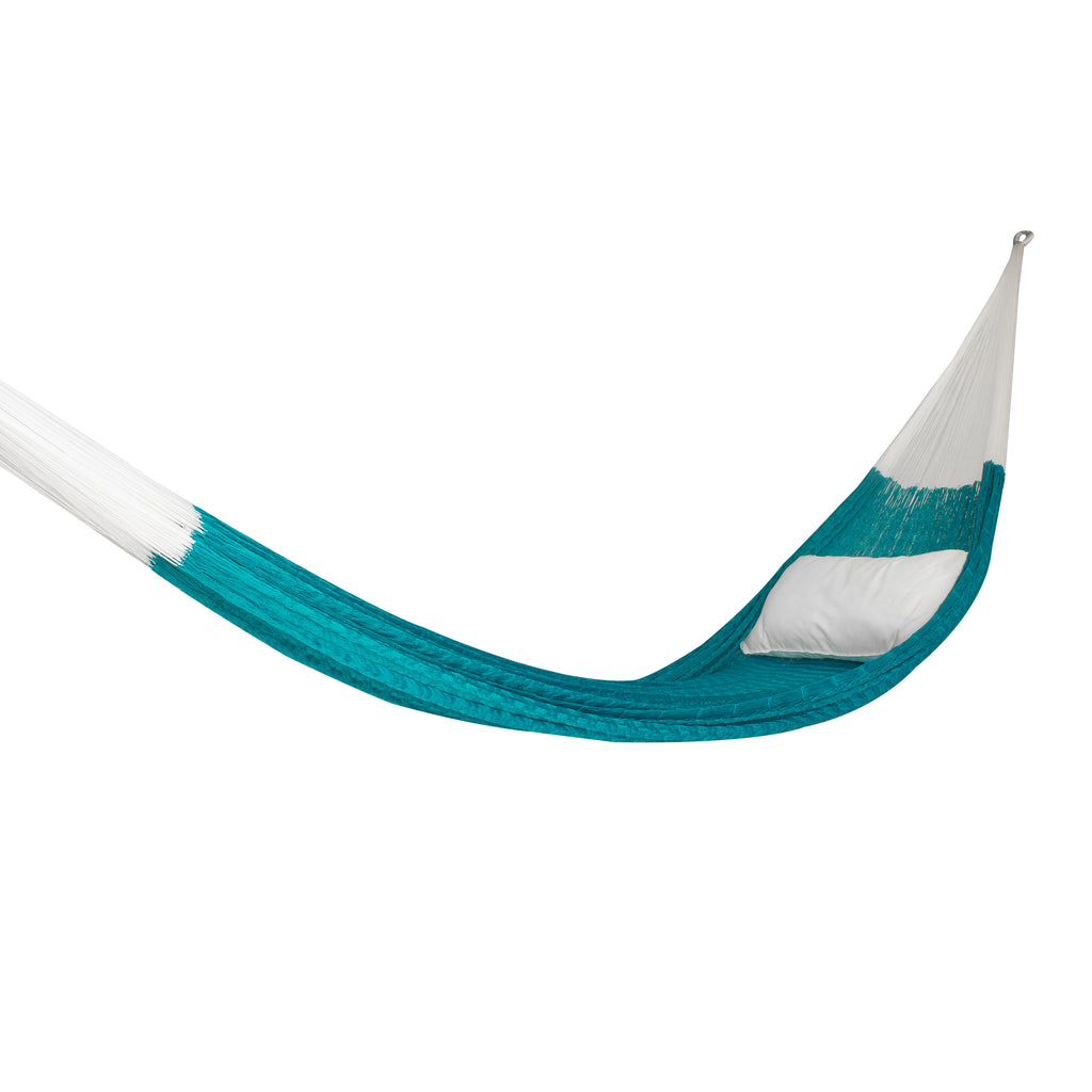 Hamaca Tradicional de Nylon Turquesa/ Blanco King Size