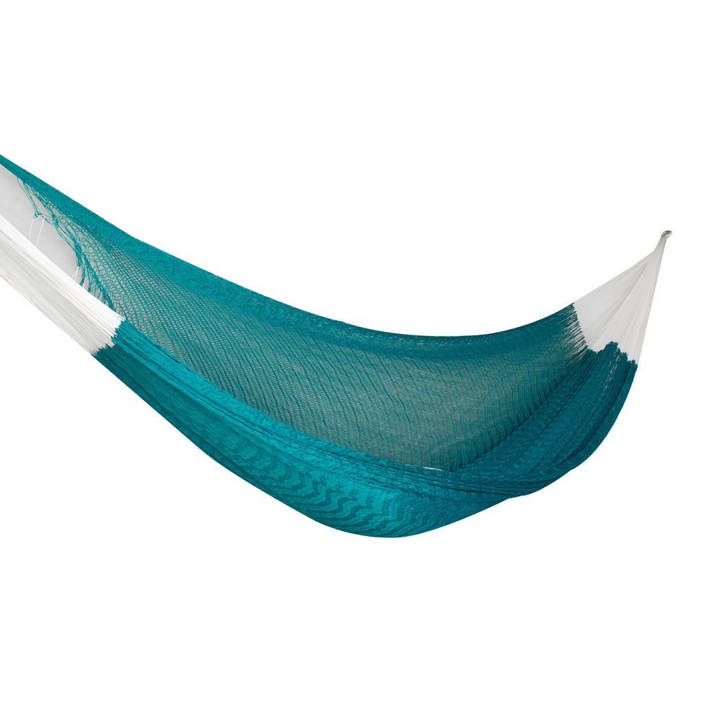 Hamaca Tradicional de Nylon Turquesa/ Blanco King Size