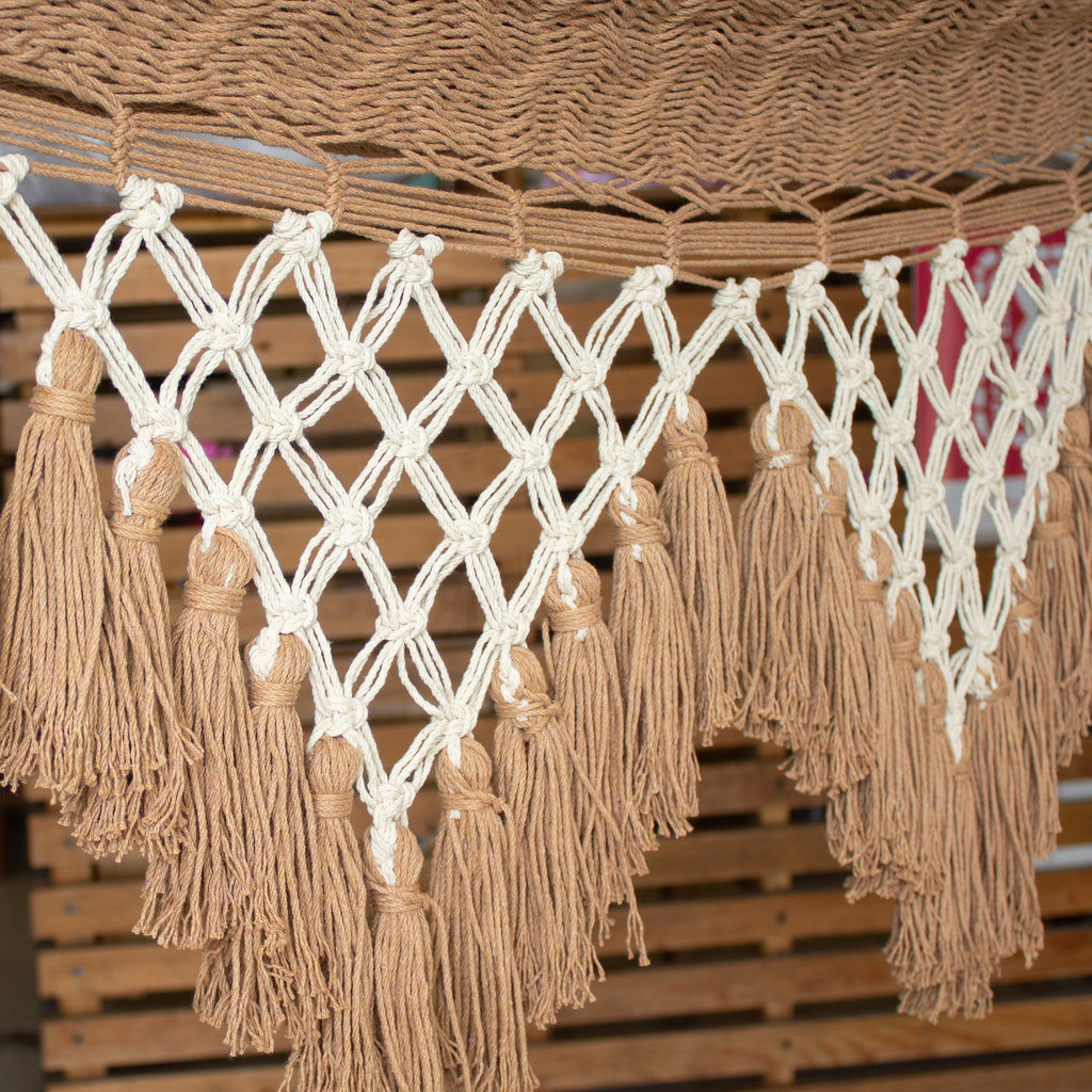 Hamaca Marquesa con Macramé Camel-Natural
