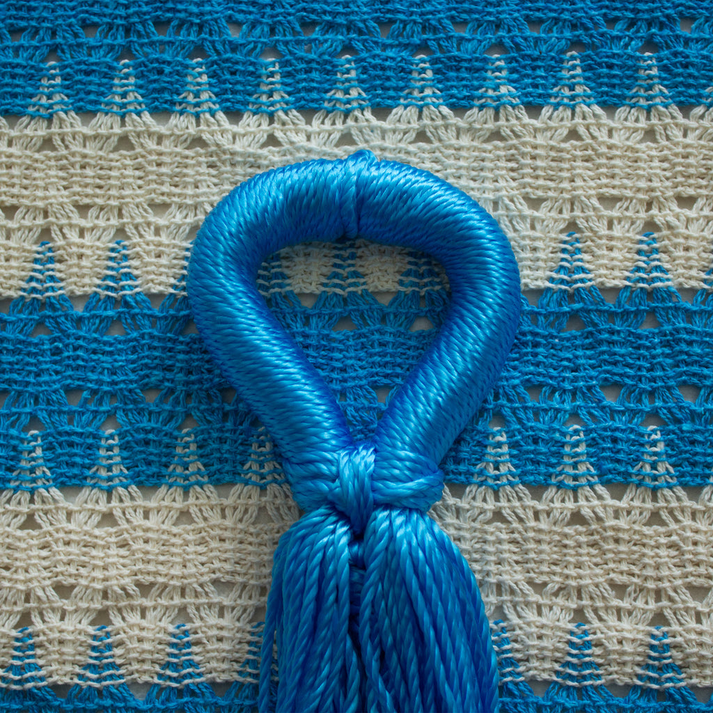 Hamaca de Tela Algodón Azul-Natural Estándar