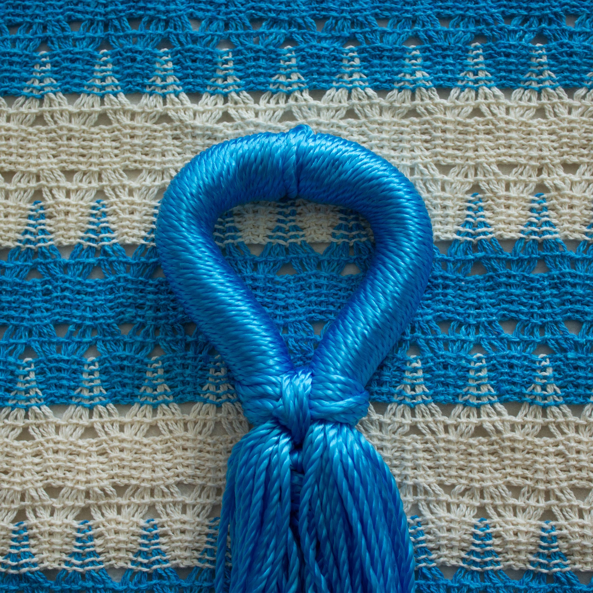 Hamaca de Tela Algodón Azul-Natural Estándar