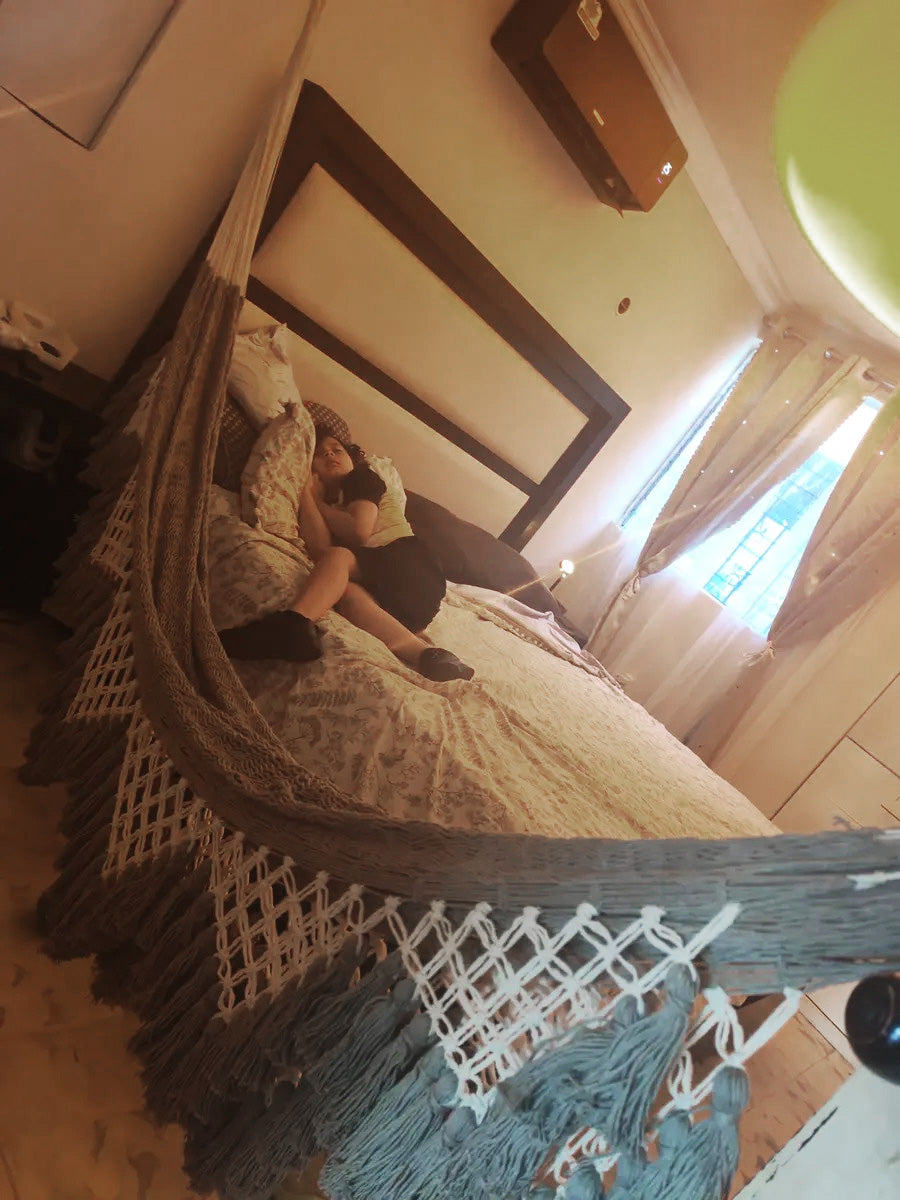 Hamaca Marquesa con Macramé Grises Estándar