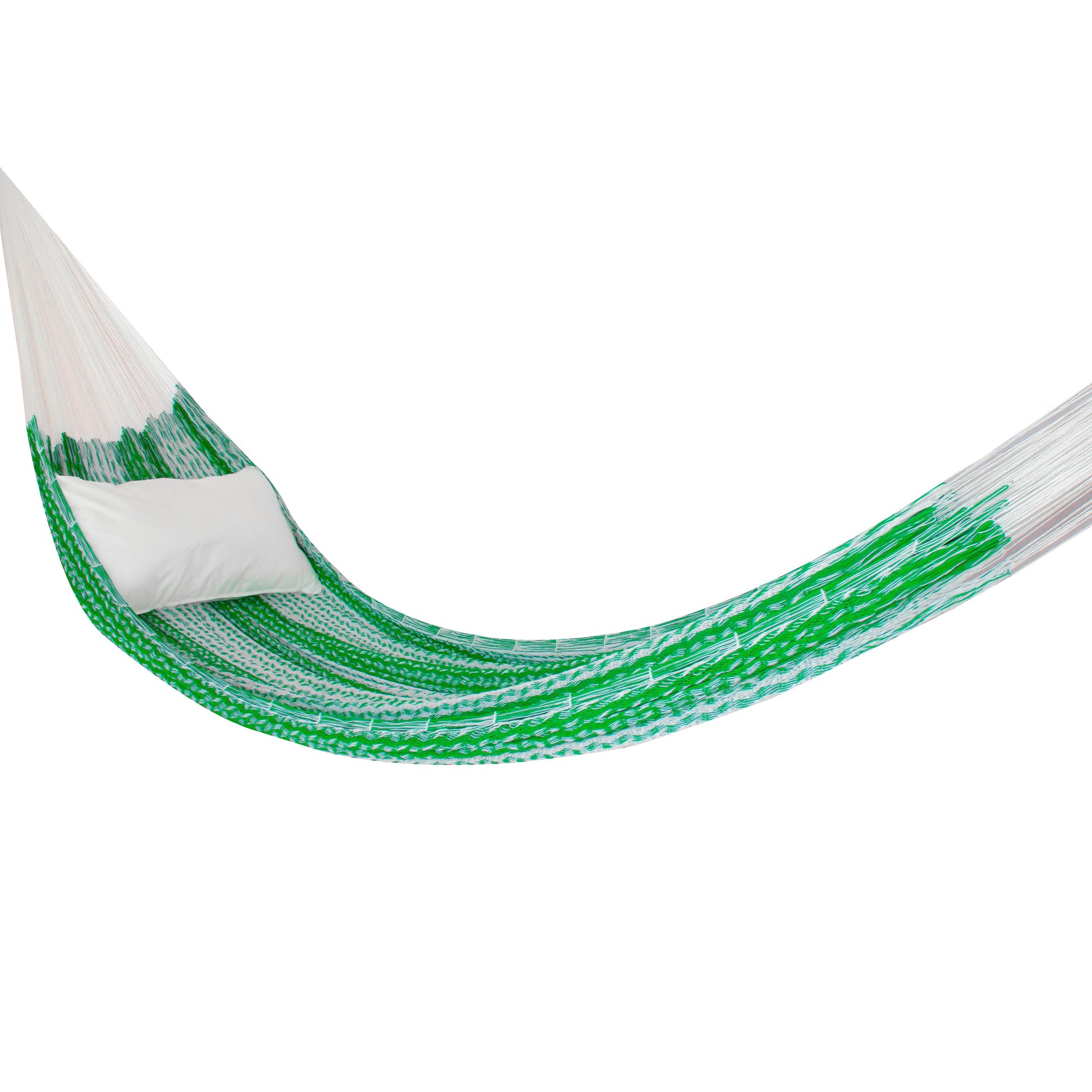 Hamaca Tradicional Matrimonial de Algodón Verde con Blanco