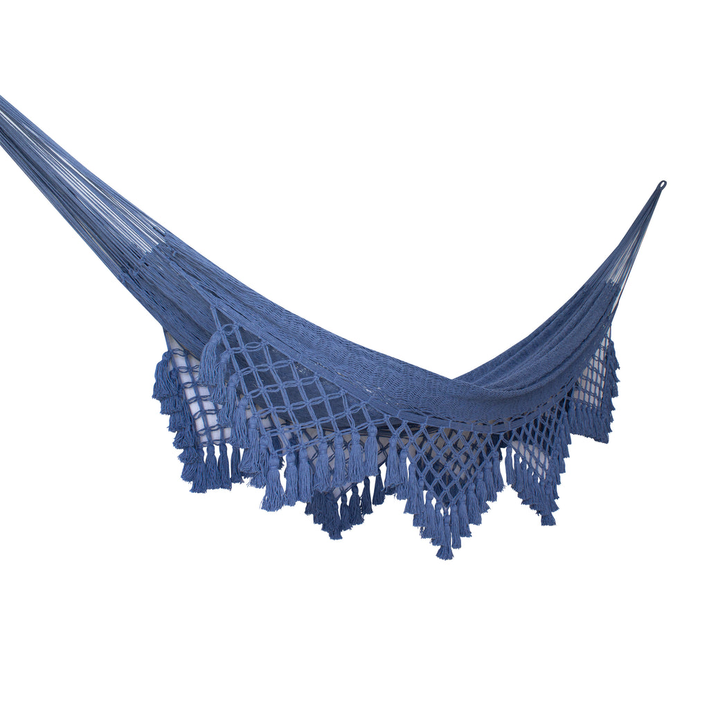 Hamaca Marquesa con Macramé Azul Grisáceo Estándar