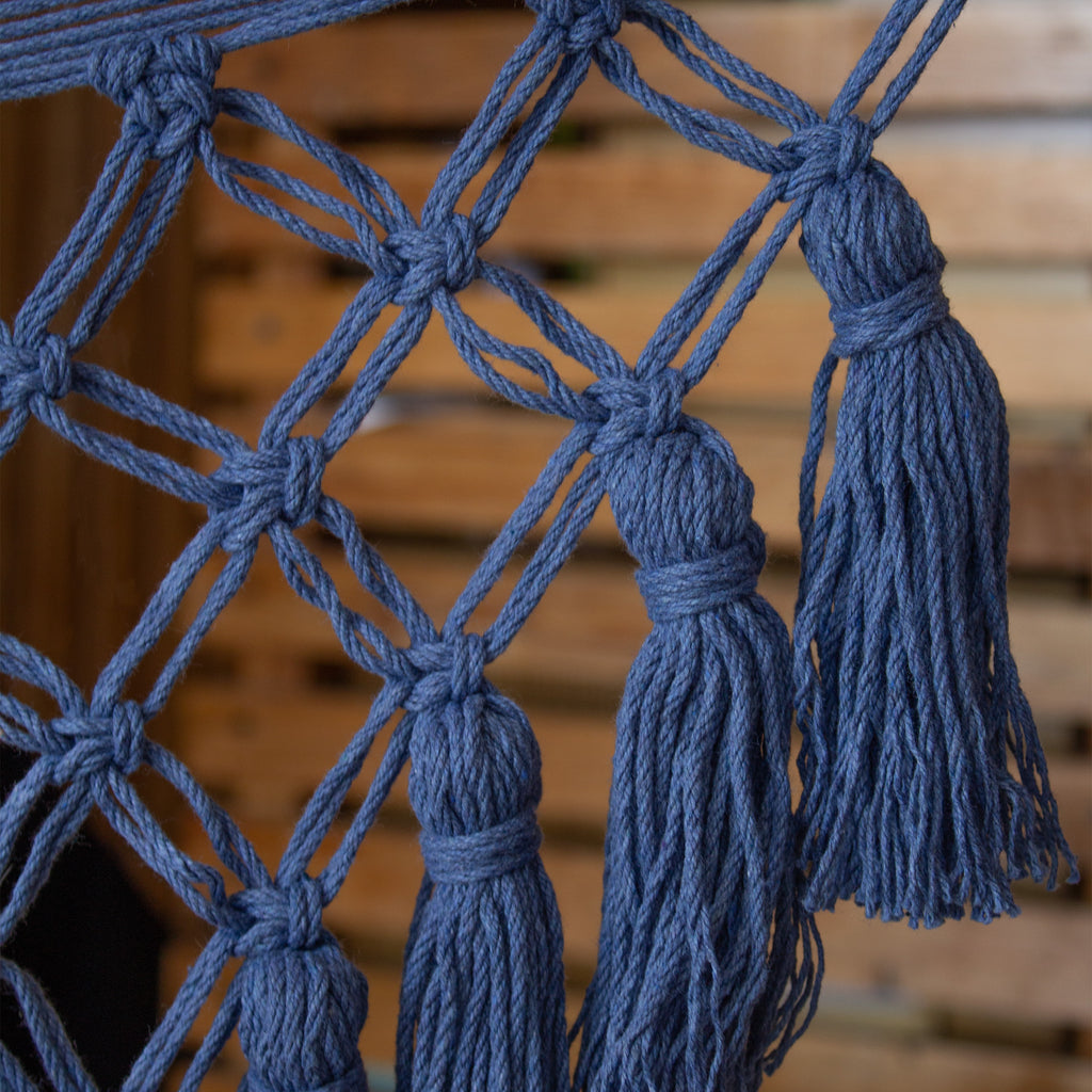 Hamaca Marquesa con Macramé Azul Grisáceo Estándar