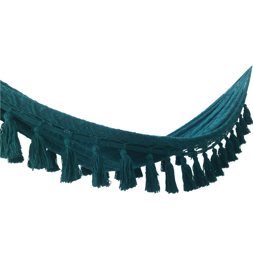 Hamaca Boho Turquesa con Motas Pequeñas Estándar