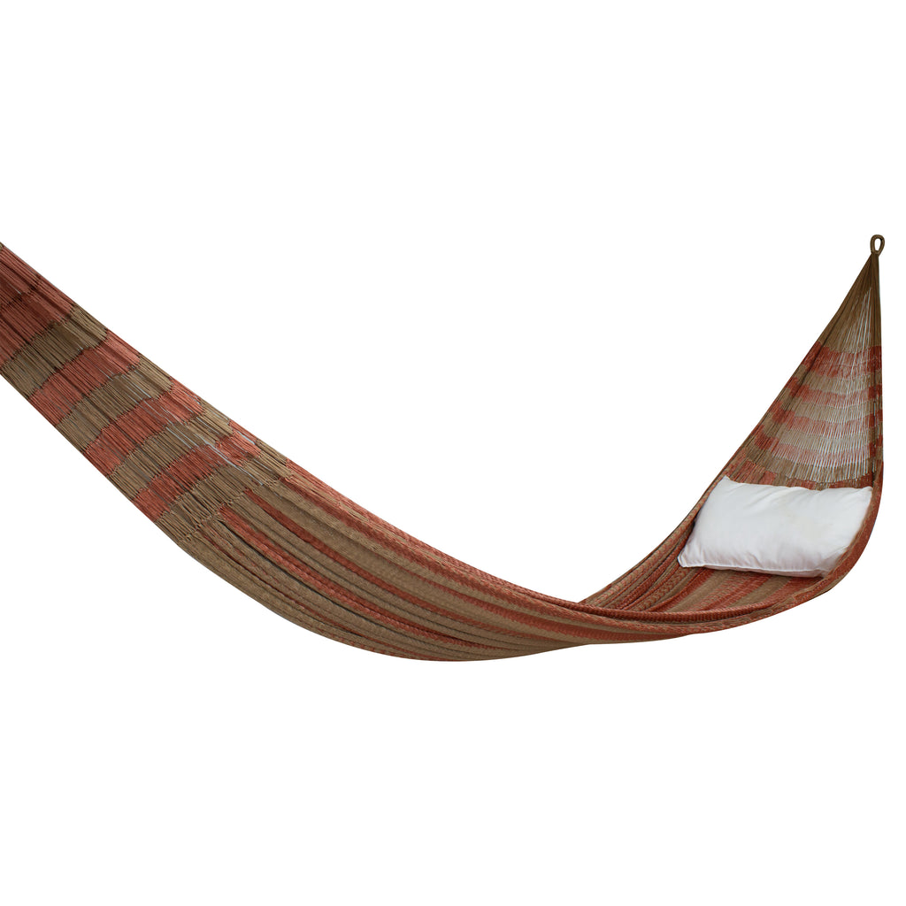 Hamaca Doble Tejido Nylon Matrimonial Bronce-Rosa