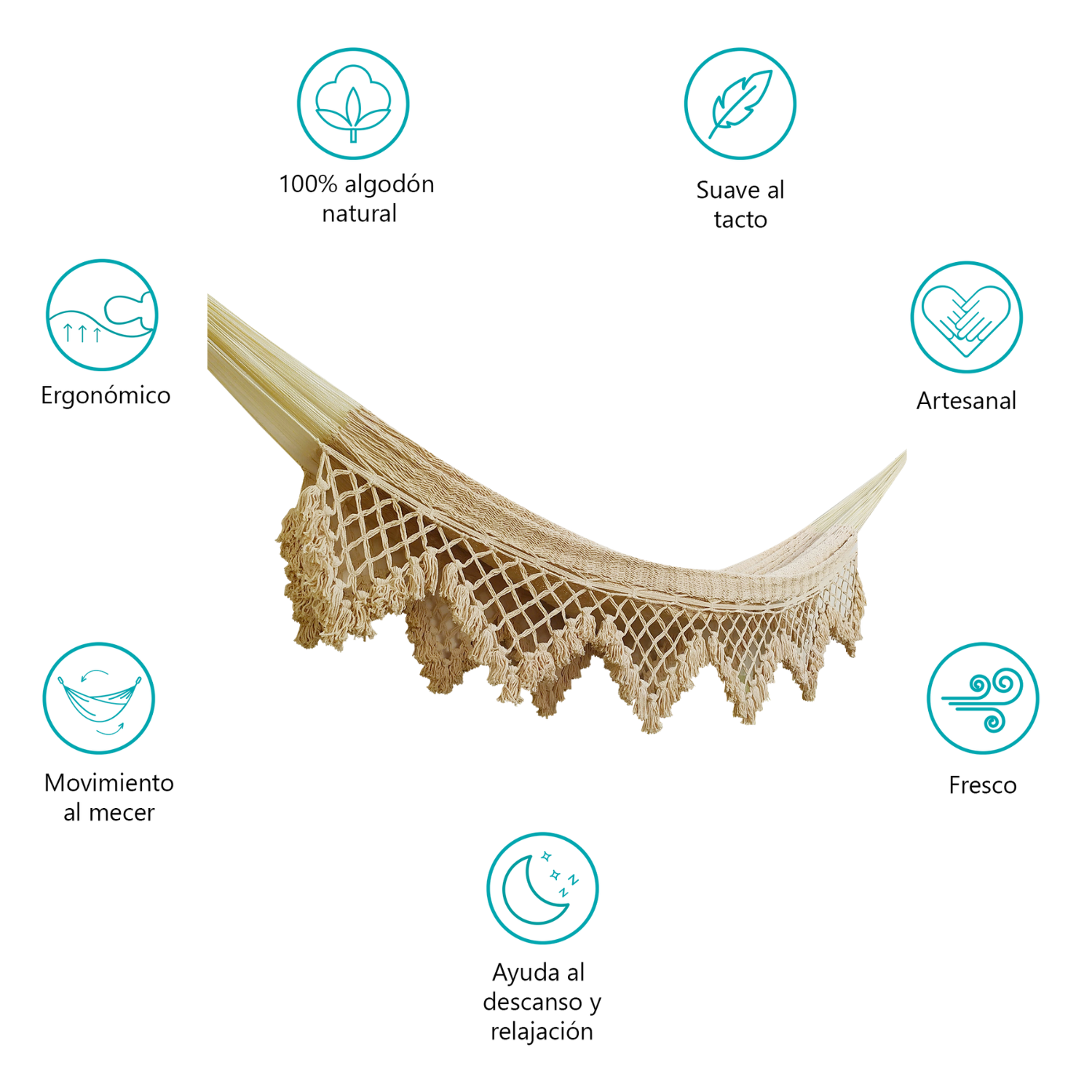 Hamaca Marquesa con Macramé Natural Estándar
