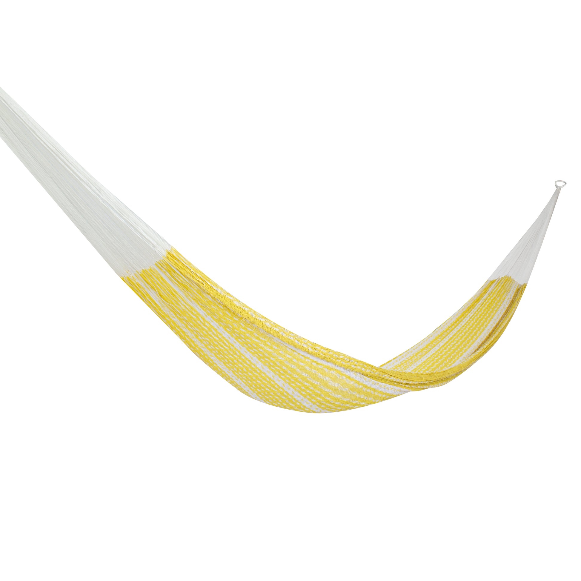 Hamaca Tradicional de Algodón Blanco-Amarillo Matrimonial