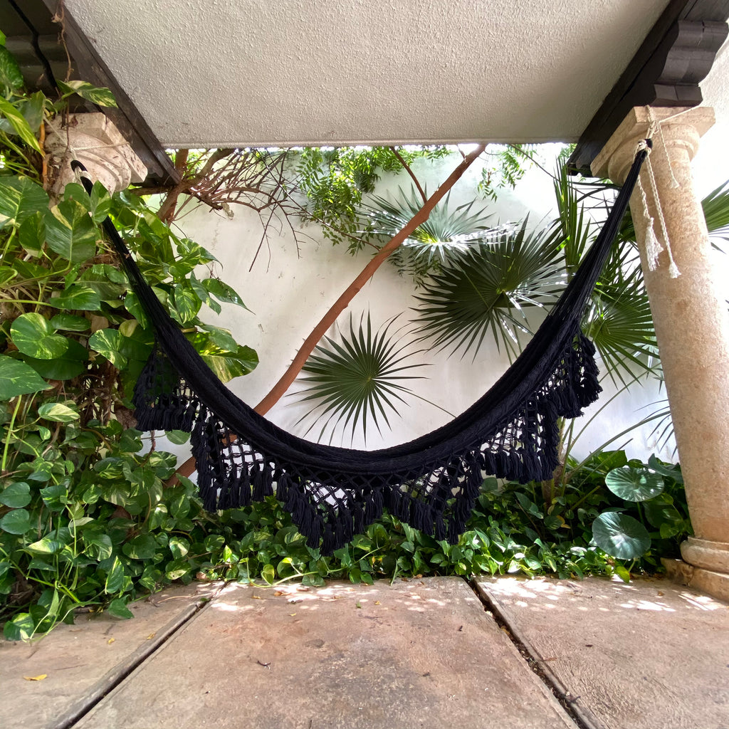 Hamaca Marquesa con Macramé Negra Estándar