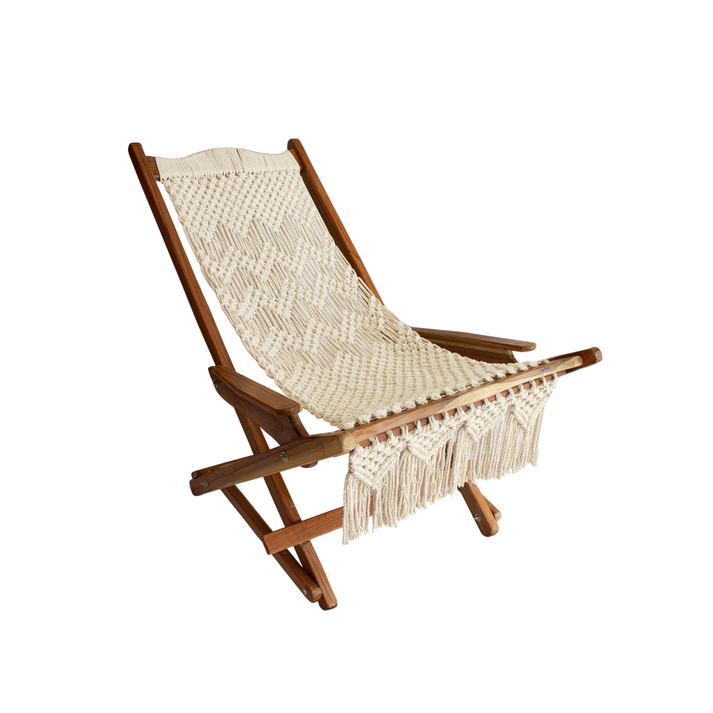 Silla Mecedora Macramé Natural