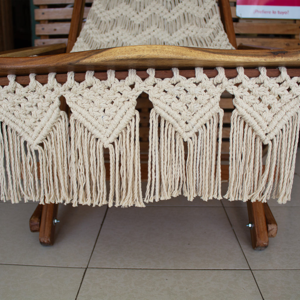 Silla Mecedora Macramé Natural
