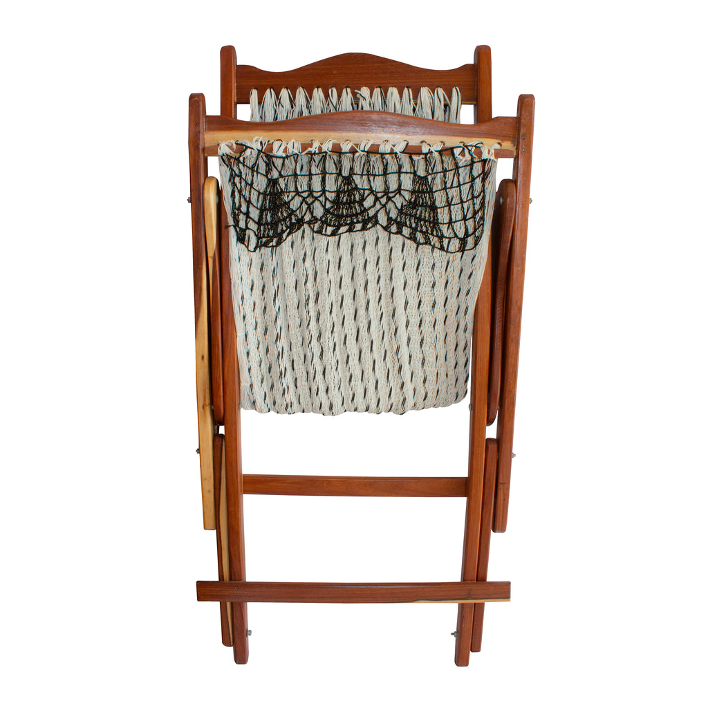 Silla Mecedora con Ganchillo Blanco-Negro