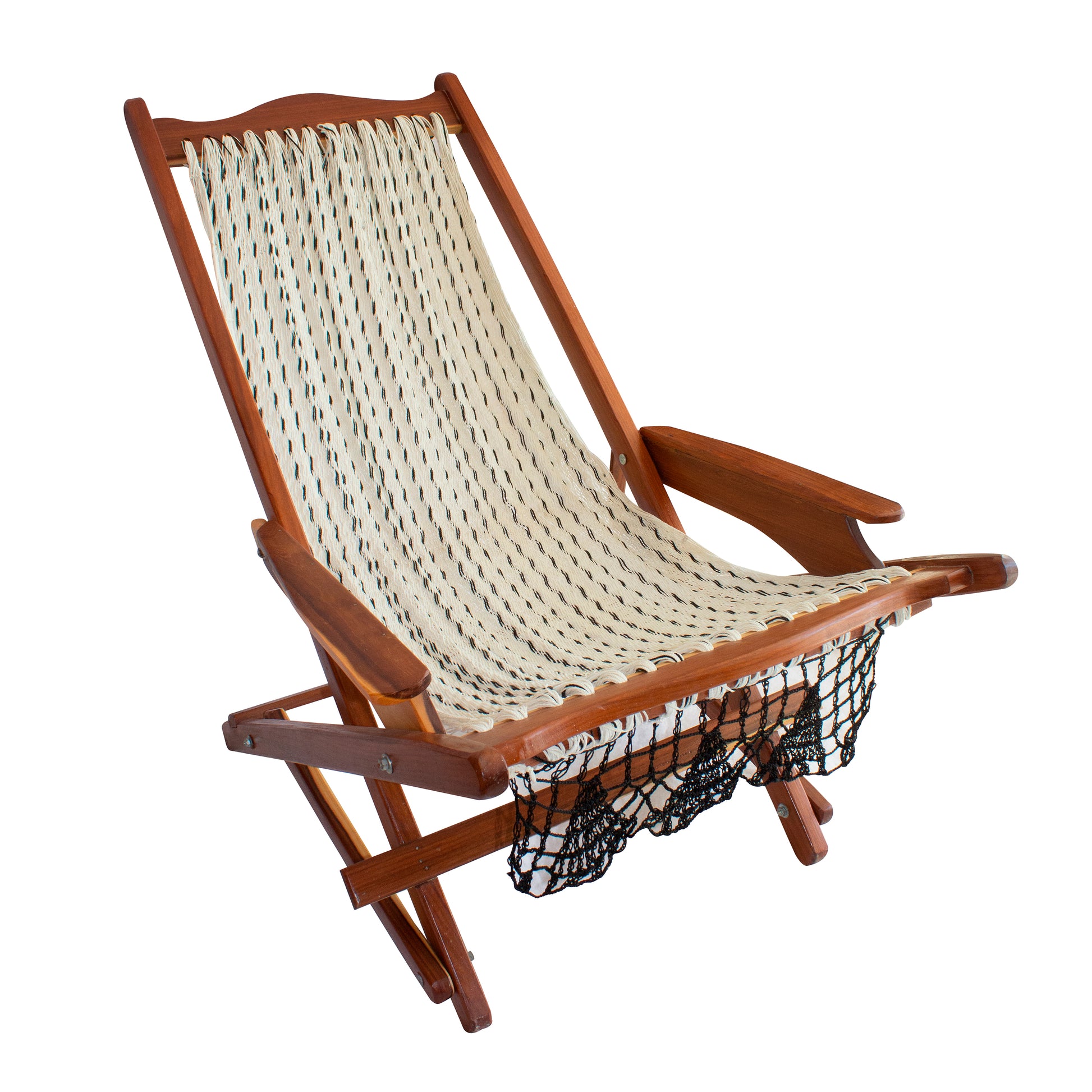 Silla Mecedora con Ganchillo Blanco-Negro