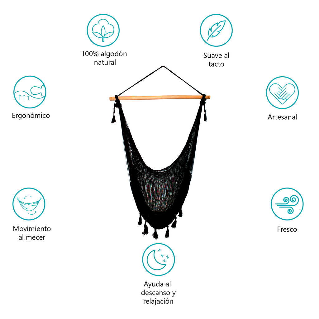 Columpio Maya Algodón Negro