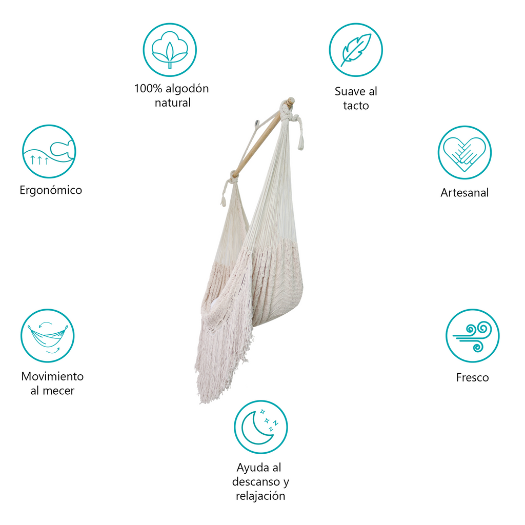 Columpio Maya con Flecos Algodón Natural