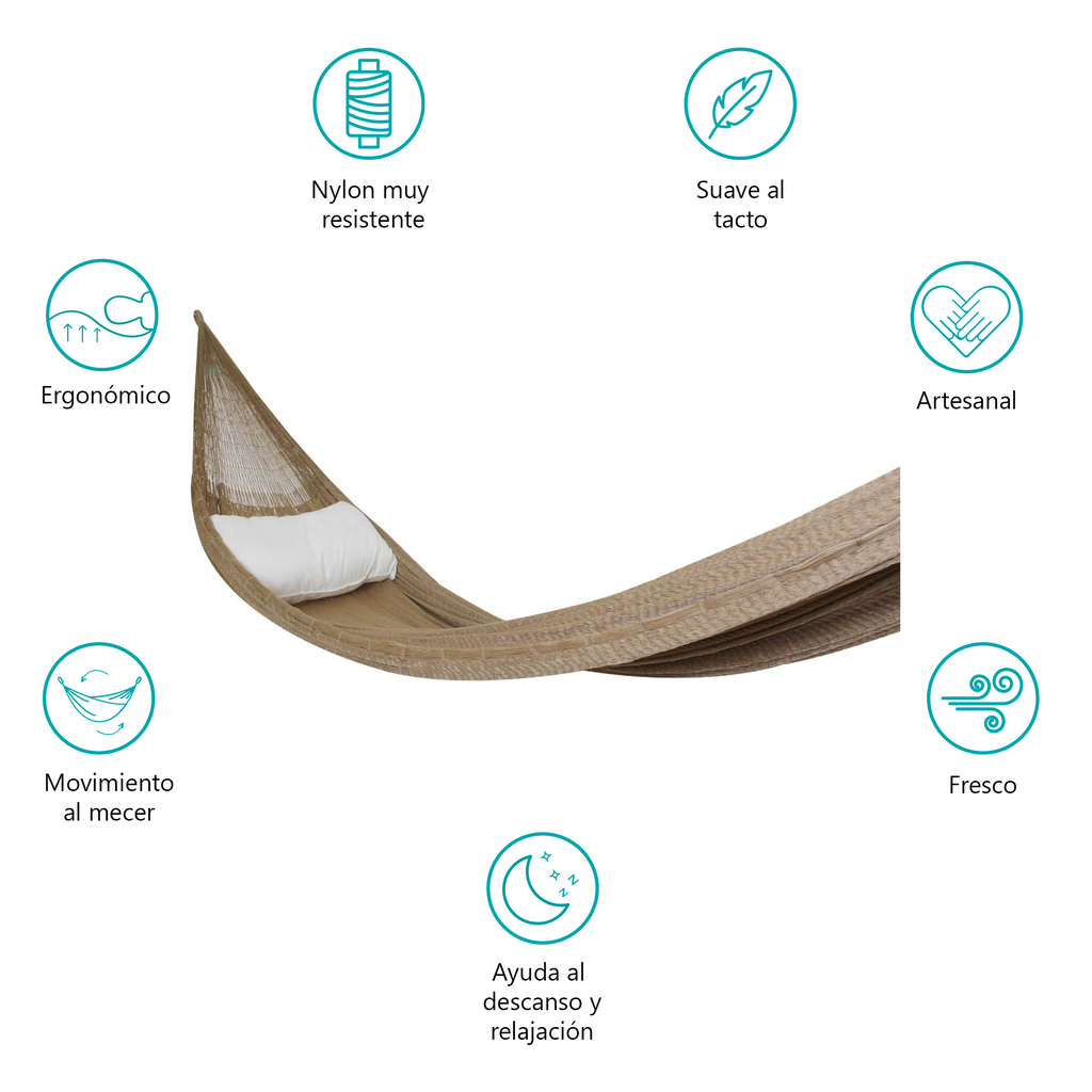 Hamaca Doble Tejido Bronce Nylon Matrimonial