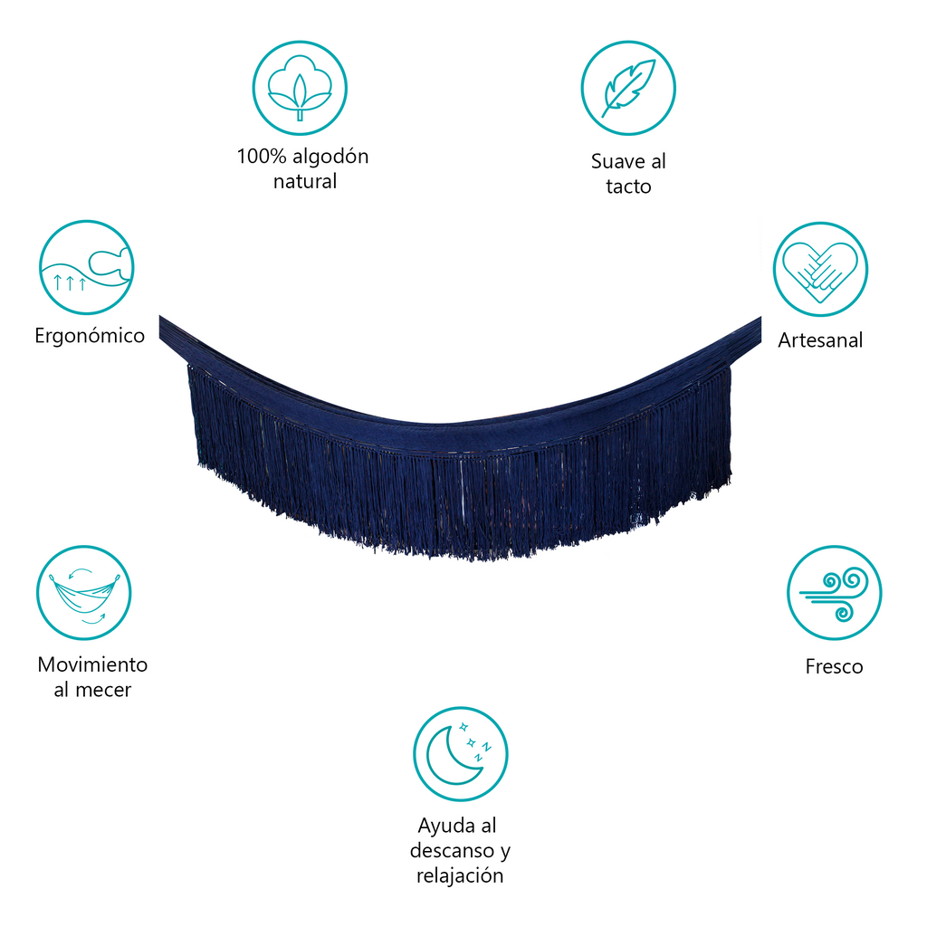 Hamaca Lianas de Flecos Azul Fuerte Individual