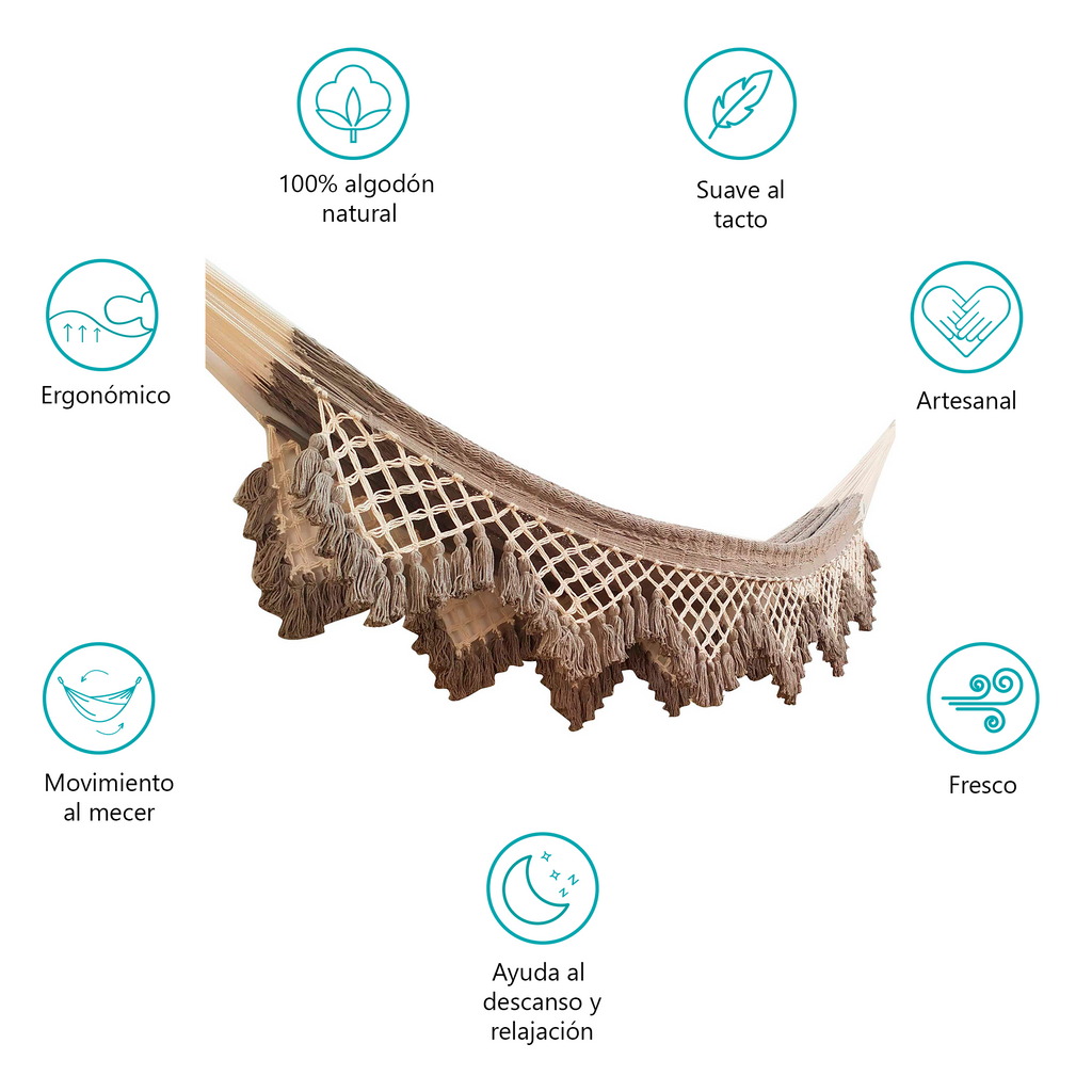 Hamaca Marquesa con Macramé Grises Estándar