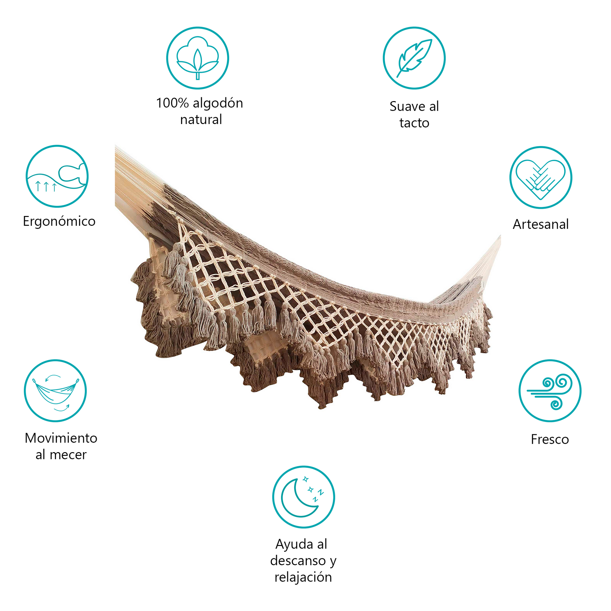 Hamaca Marquesa con Macramé Grises Estándar