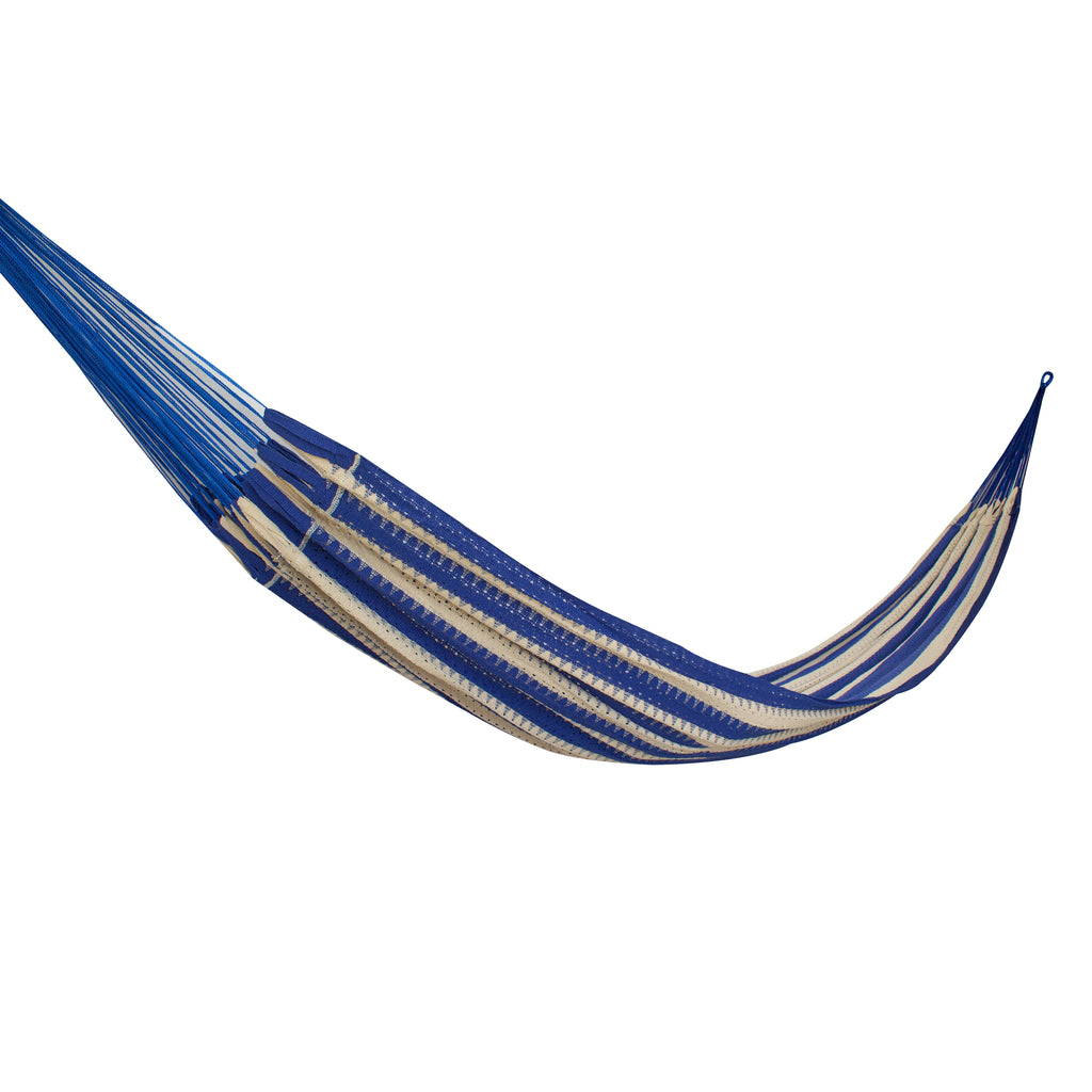 Hamaca de Tela Algodón Azul Eléctrico-Natural Estándar
