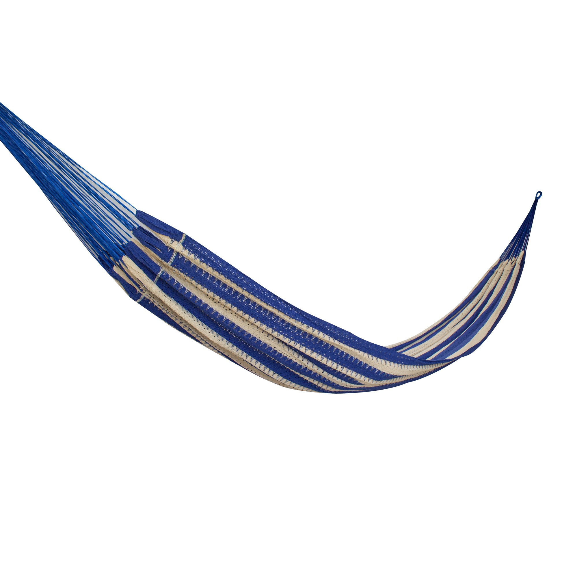 Hamaca de Tela Algodón Azul Eléctrico-Natural Estándar
