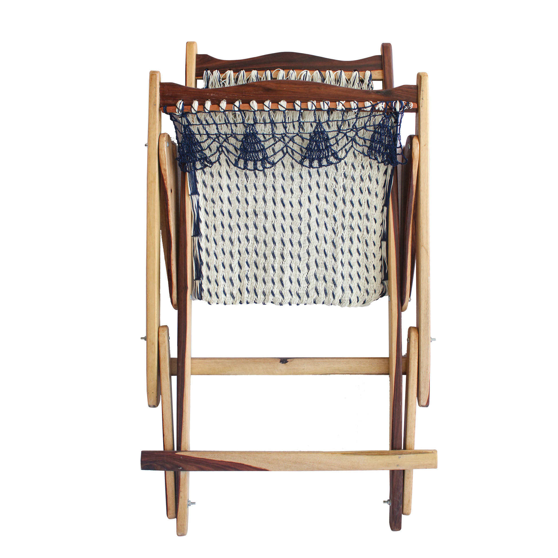 Silla Mecedora con Ganchillo Natural-Azul