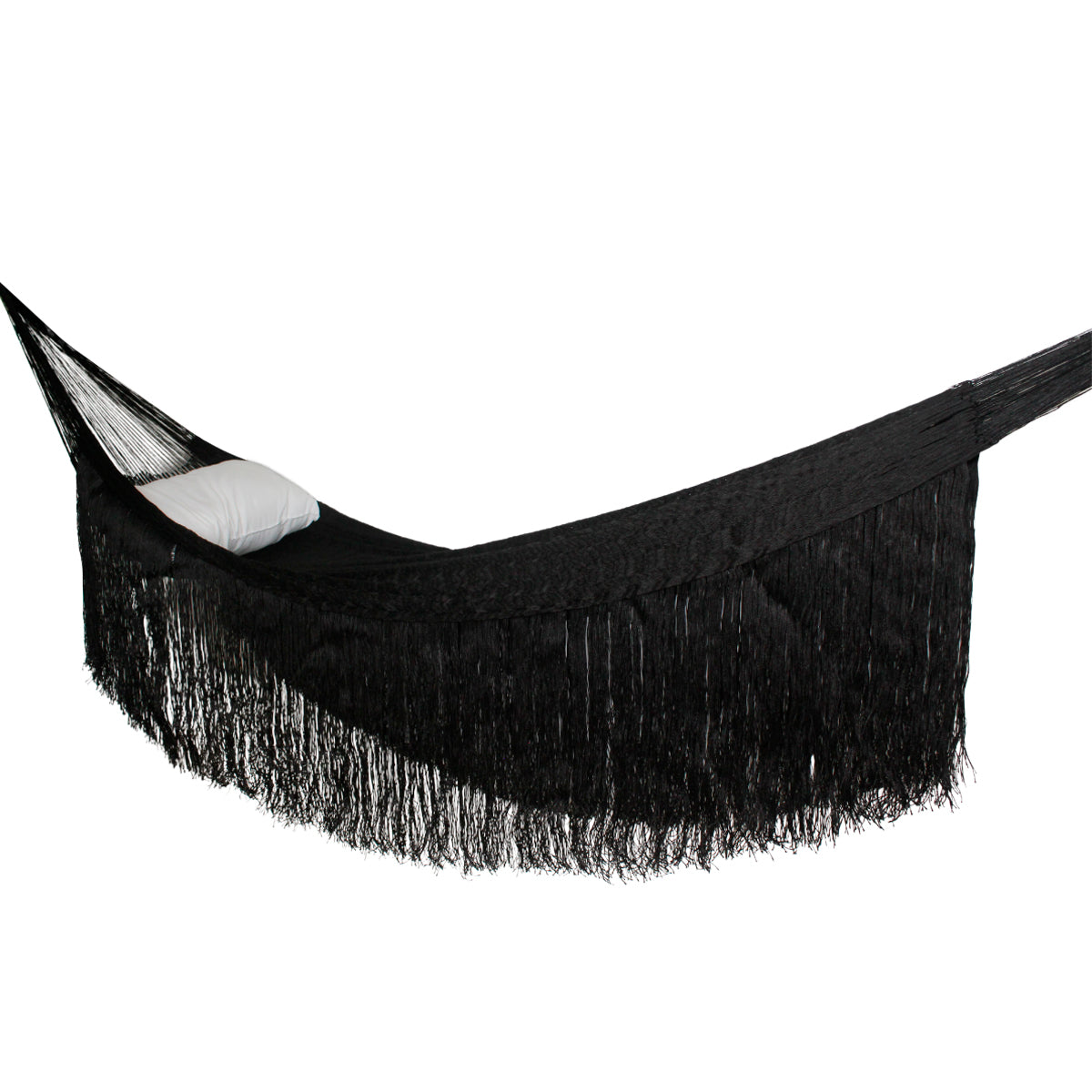 Hamaca Fashion con Flecos Negra Nylon Estándar