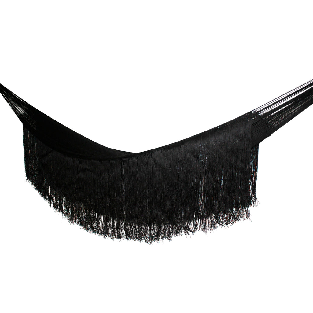 Hamaca Fashion con Flecos Negra Nylon Estándar