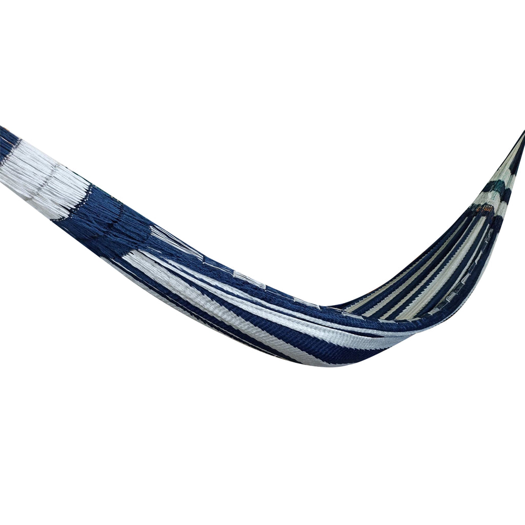 Hamaca Doble Tejido Nylon Azul-Plata Matrimonial