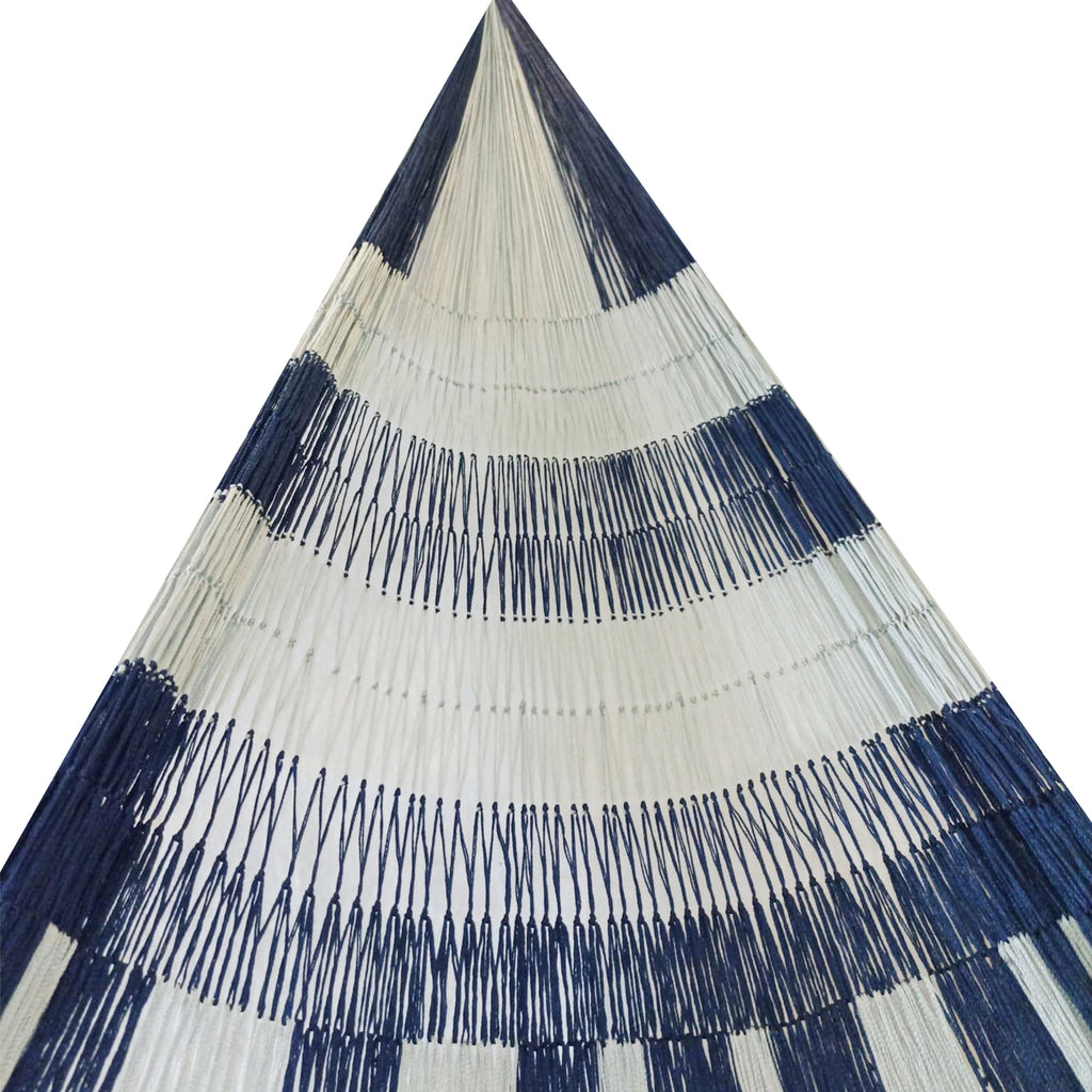 Hamaca Doble Tejido Nylon Azul-Plata Matrimonial