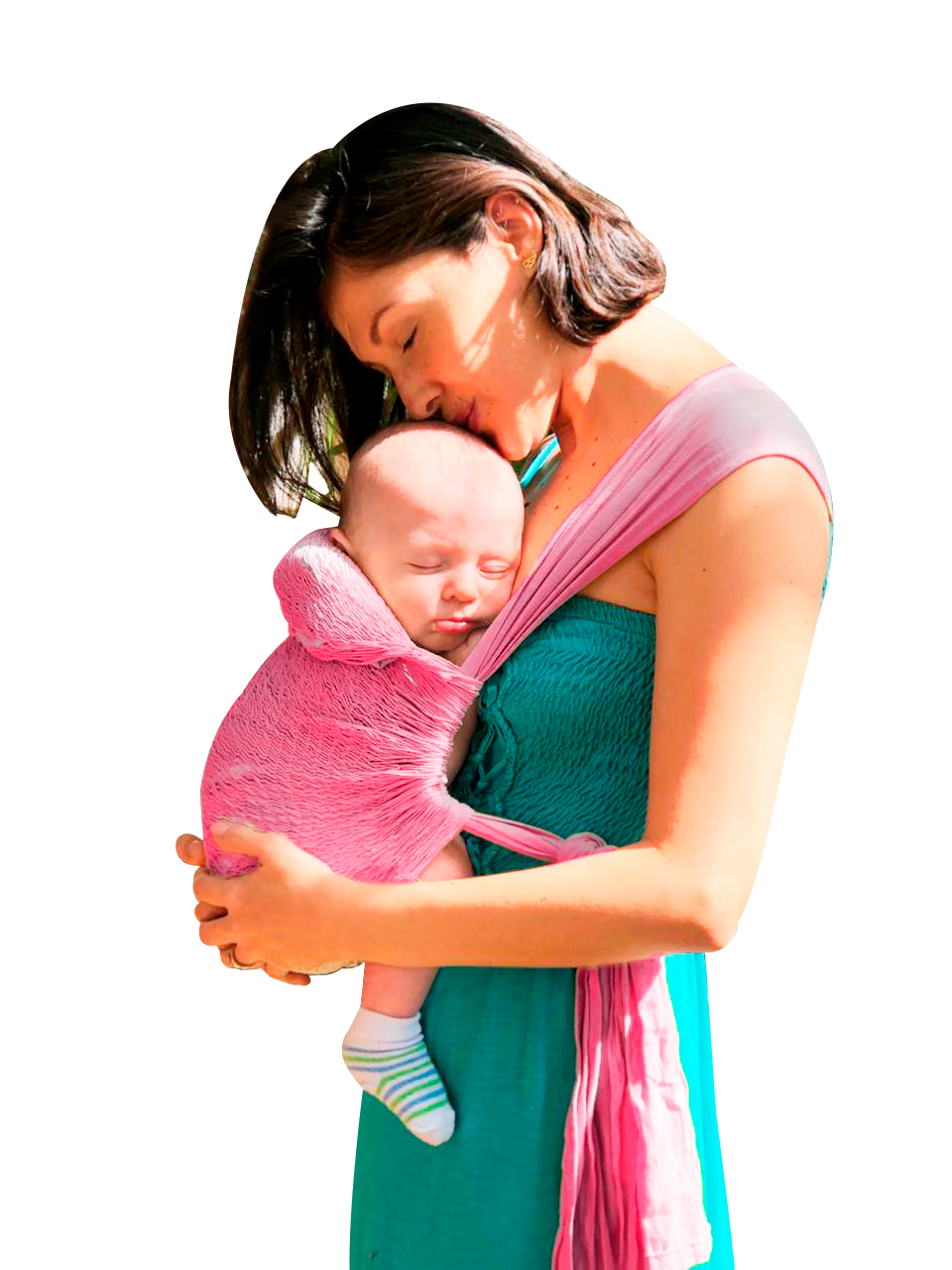 Hamaca artesanal porta bebé fresca y ergonómica color rosa