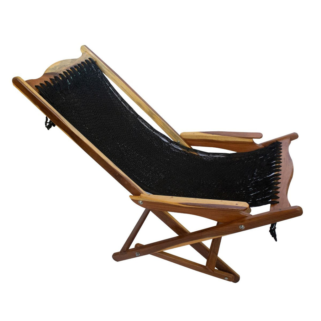 Silla Mecedora con Ganchillo Negro